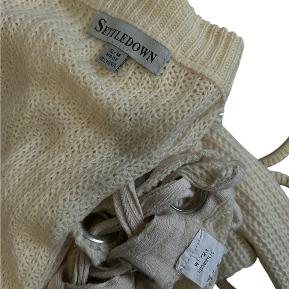 Settledown Cream Knit Sweater with Side Lace-Up Detail - Picture 3 of 3